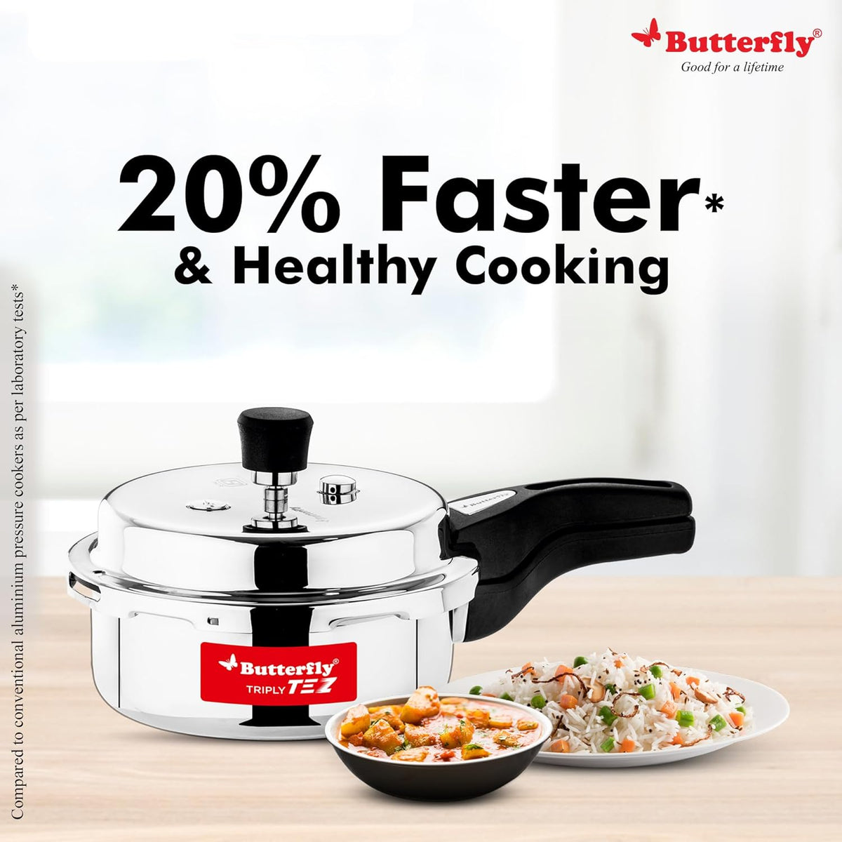 TEZ TRIPLY STAINLESS STEEL PRESSURE COOKER. OLC, 2 LITER - 1