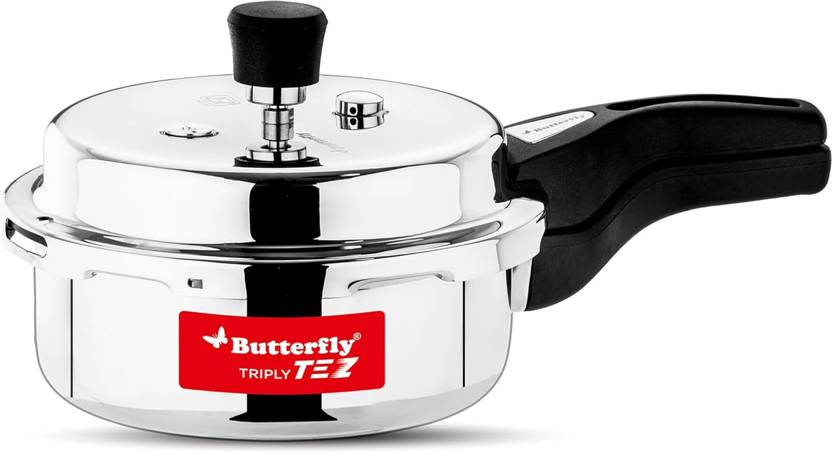 TEZ TRIPLY STAINLESS STEEL PRESSURE COOKER. OLC, 2 LITER - 2