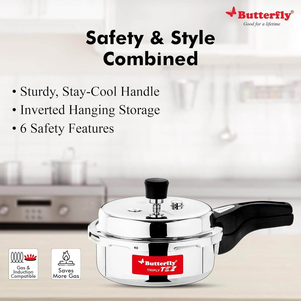 TEZ TRIPLY STAINLESS STEEL PRESSURE COOKER. OLC, 2 LITER - 4