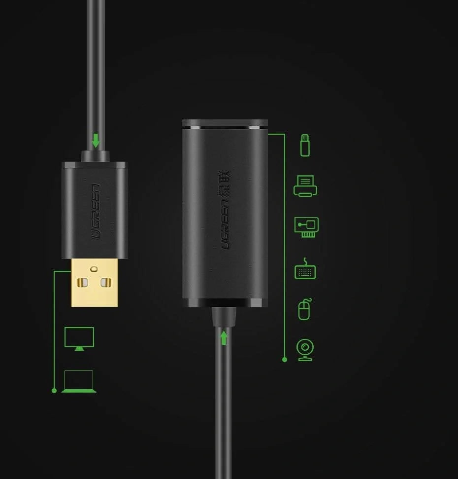 UGREEN 10 Meters USB 2.0 Active Extension Cable with Chipset – US121 - 10321 - 4