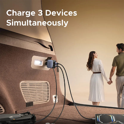 UGREEN 145W Retractable Cable With 2x Type-C+USB Car Charger – EC604 - 55910B - 5
