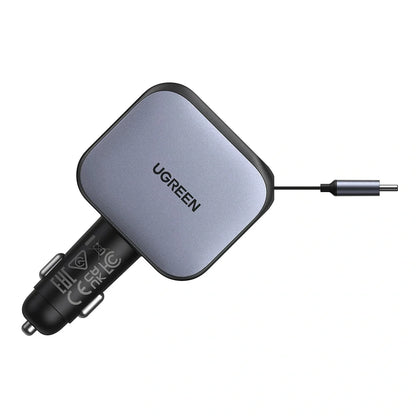 UGREEN 145W Retractable Cable With 2x Type-C+USB Car Charger – EC604 - 55910B - 8