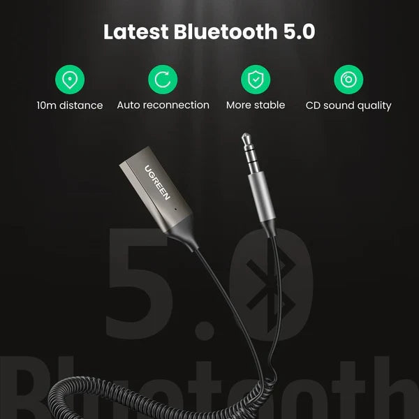 UGREEN 5.0 Bluetooth 3.5mm Aux Car Receiver with Mic - 70601 - 2