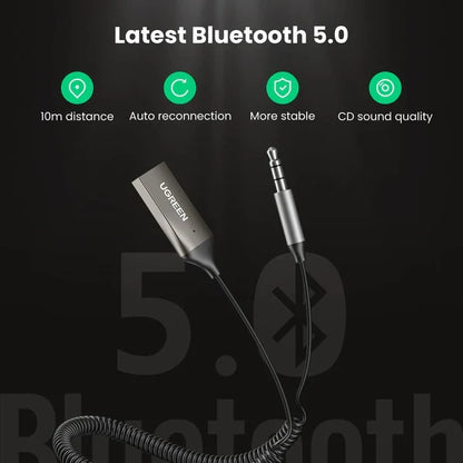 UGREEN 5.0 Bluetooth 3.5mm Aux Car Receiver with Mic - 70601 - 2