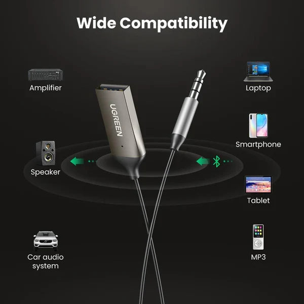 UGREEN 5.0 Bluetooth 3.5mm Aux Car Receiver with Mic - 70601 - 3