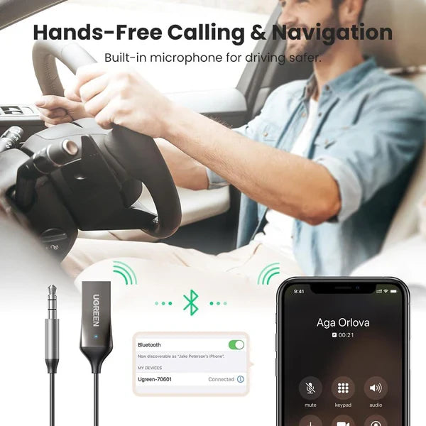 UGREEN 5.0 Bluetooth 3.5mm Aux Car Receiver with Mic - 70601 - 4