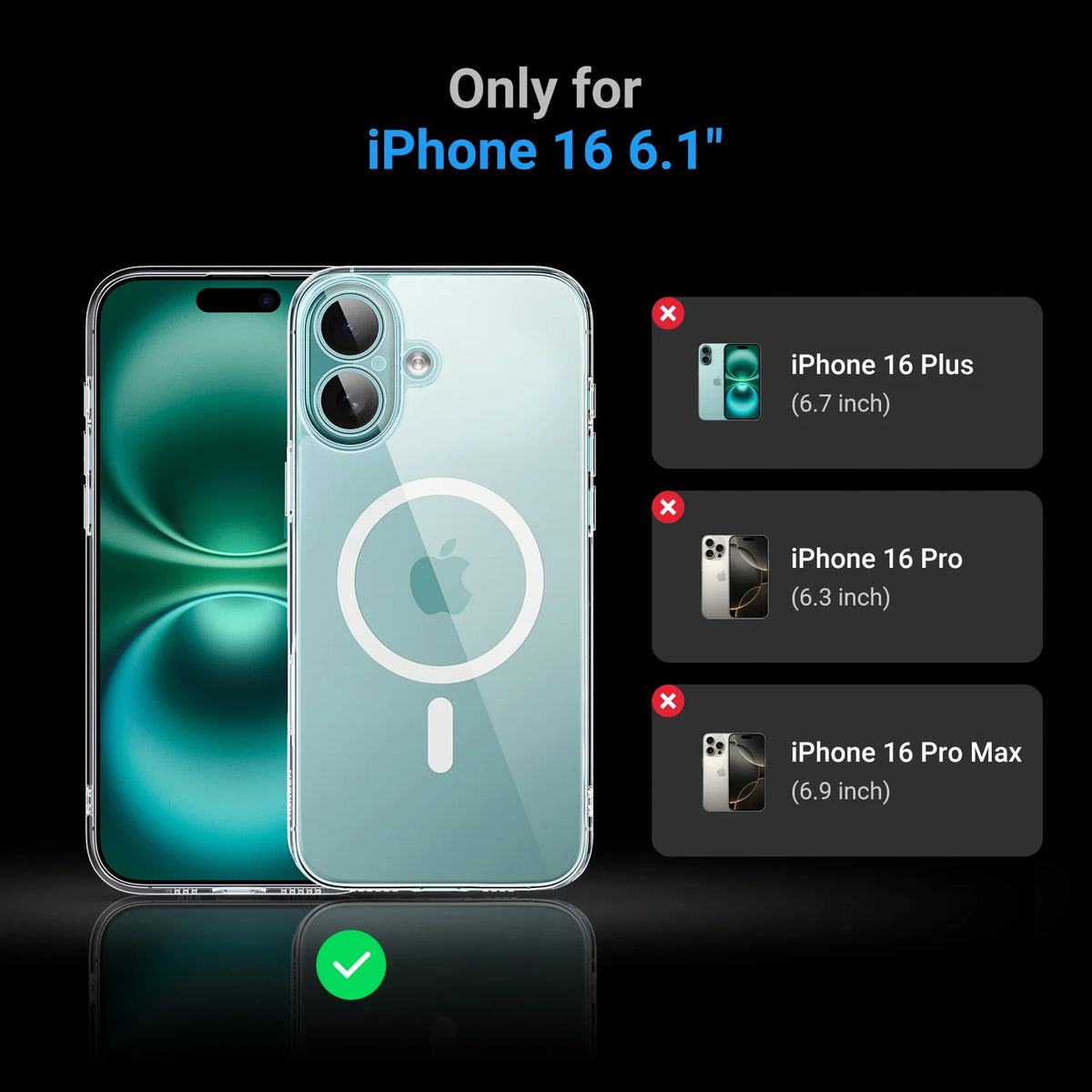 UGREEN iPhone 16 Plus Classy Clear Magnetic Protective Case – CA110 - 45926 - 3
