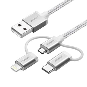 UGREEN MFi Certification 3-in-1 USB-A 2.0 Multifunction 1.5 Meter Cable with Braid – US186 - 50203 - 1