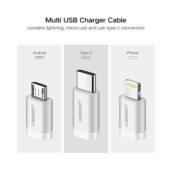 UGREEN MFi Certification 3-in-1 USB-A 2.0 Multifunction 1.5 Meter Cable with Braid – US186 - 50203 - 3