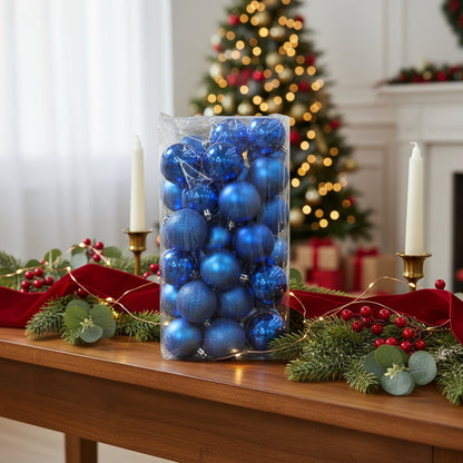 Vibrant Blue Christmas Ornament Set - Premium Shatterproof Holiday Ball Ornaments - 2