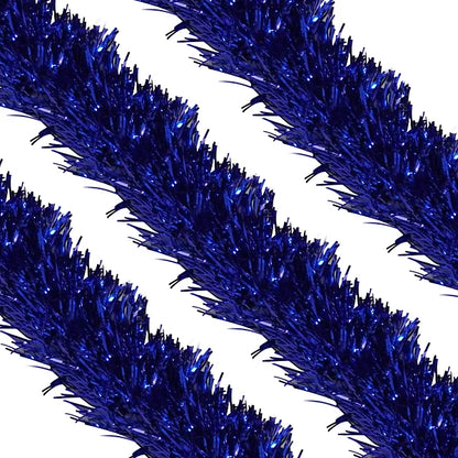 Vibrant Blue Tinsel Garland for Christmas Decor – 1 pcs - 3