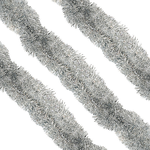 Vibrant Silver Tinsel Garland for Christmas Decor – 1 pcs - 2