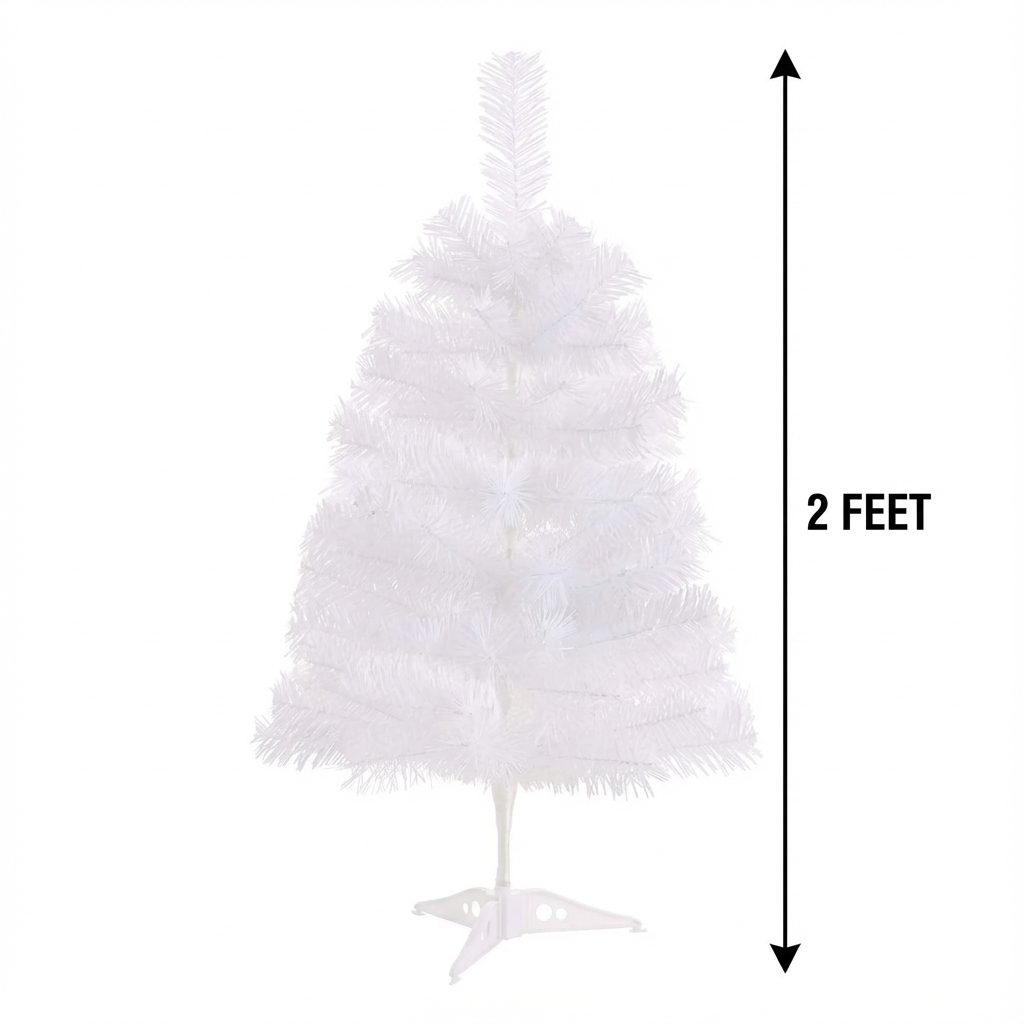 White Christmas Tree 2ft Plastic stand - 2