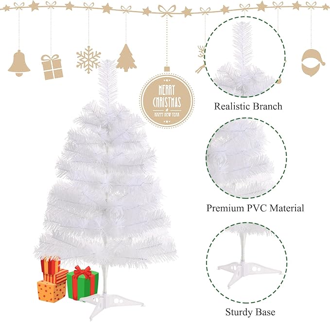 White Christmas Tree 2ft Plastic stand - 3