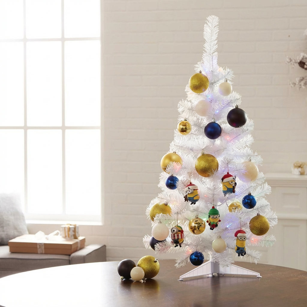 White Christmas Tree 3 ft Plastic stand - 3