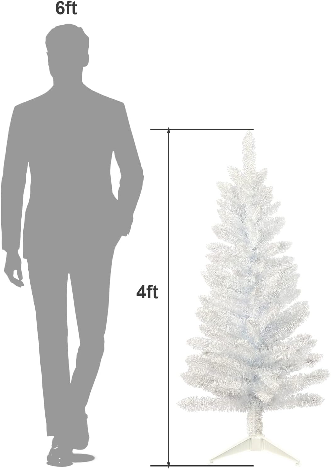 White Christmas Tree 4ft Plastic stand - 2