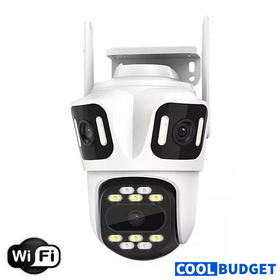 Wifi Triple Lens 3Mp CCTV Camera with Two Way Audio, Night Vision Color (code :1028A) - 1