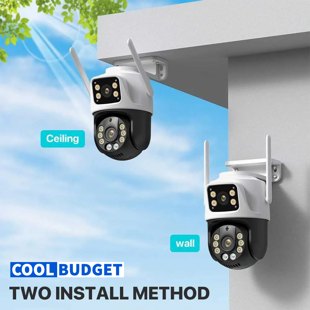 Wifi Triple Lens 3Mp CCTV Camera with Two Way Audio, Night Vision Color (code :1028A) - 2