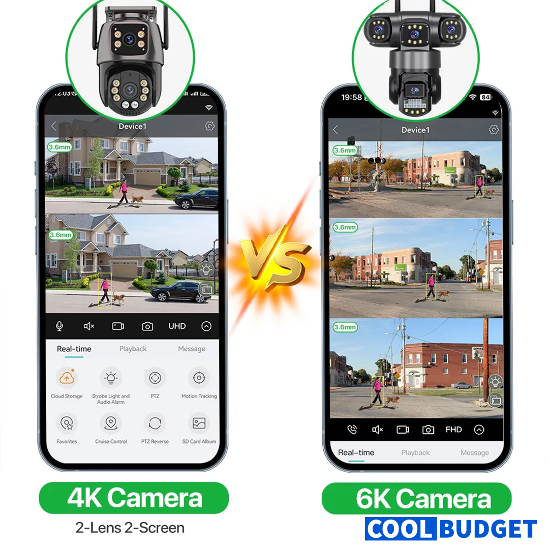 Wifi Triple Lens 6Mp CCTV Camera with Two Way Audio, Night Vision Color (code:1028B) - 4
